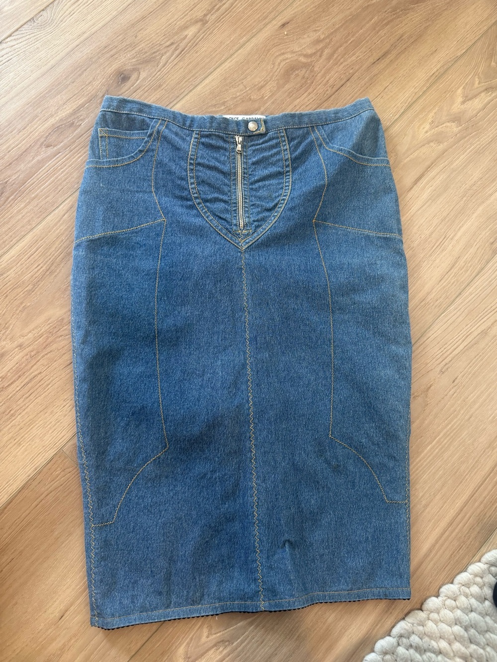 Dolce & Gabbana Blue Denim Skirt with Gold Hardware